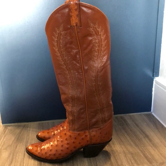 Larry Mahan Vintage Western Full Quill Ostrich Boots - Picture 5 of 15